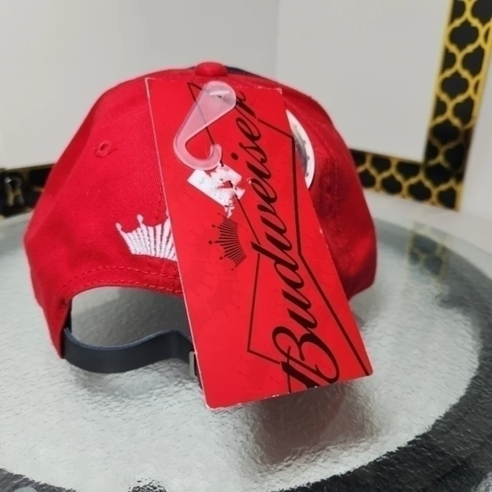 Budweiser‎ Baseball Cap Hat With Bottle Opener On Brim Strap Close Bud Beer NWT